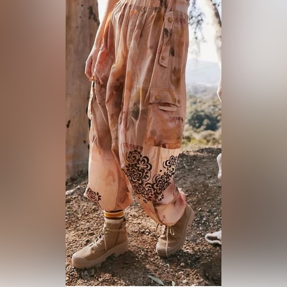 FP Movement by Free People Peach Floral Jumpsuit with Embroidered design. Small - Picture 2 of 14